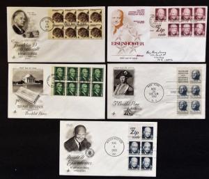 5 US FDCs Booklet Pane Collection