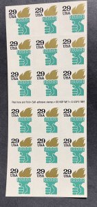 us 1990 29c Torch ATM  #2531A  pane of 18 mint