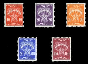 Yugoslavia #J75-79 Cat$65.75, 1962 Postage Dues, set of five, never hinged