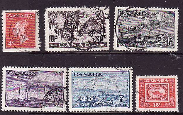 Canada-Sc#300-1,311-14-used QEII issue-many with circle dated cancels-id1154-