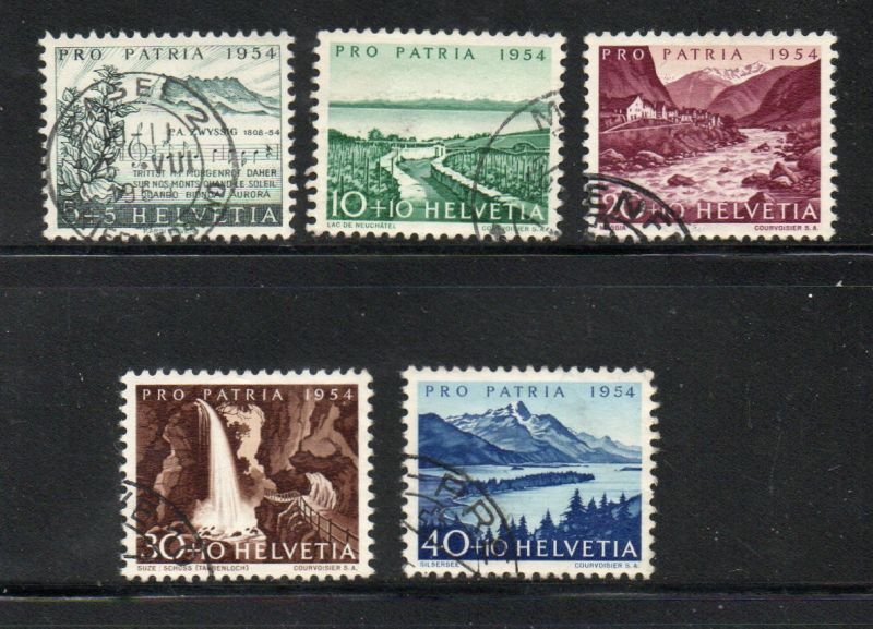 Switzerland Sc B232-36 1954 Views Pro Patria stamp set used