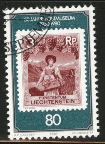 LIECHTENSTEIN Scott 690 used CTO 1980 stamp on stamp