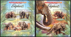 Uganda 2012 Elephants (3) sheet + S/S MNH