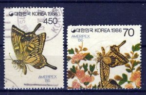 Korea 1467a, 1467e Used Butterflies Insects Flowers ZAYIX 0701S0061
