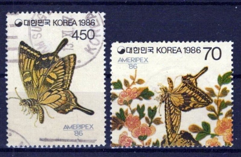 Korea 1467a, 1467e Used Butterflies Insects Flowers ZAYIX 0701S0061
