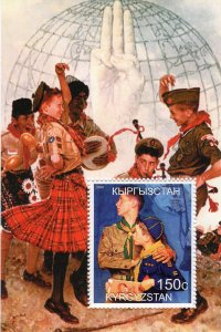 Kyrgyzstan 2000 SCOUTS - DANCING - MUSIC Souvenir Sheet Perforated (1) MNH