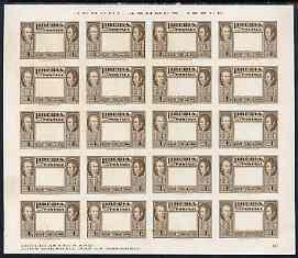 Liberia 1952 Ashmun 4c brown imperf proof sheet of 20 of ...