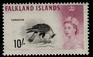 FALKLAND ISLANDS QEII SG206, 10s black & purple, NH MINT. Cat £48.