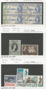 Gibraltar, Postage Stamp, #119-120 Blocks, 131, 161, 151, 155-6 Used, 1946-60