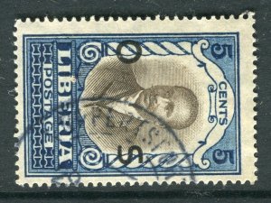 LIBERIA; 1920 early OFFICIAL Pictorial Optd. issue fine used 5c. value