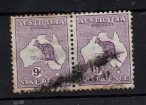 Australia 1913 9D Violet Roo SG10 Used Pair WS34564