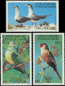 French Polynesia 1980 Sc 349-351 Bird Waxbill Fruit Dove Tern CV $6