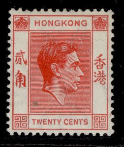 HONG KONG GVI SG148, 20c scarlet-vermillion, LH MINT. Cat £14.