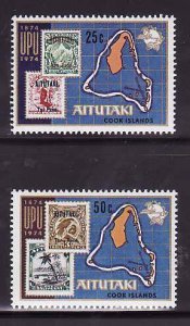 Aitutaki-Sc#102-3- id7-unusd NH set -Maps-UPU-1974-