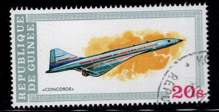 Guinea Scott 780 Concorde stamp favor canceled on various corners