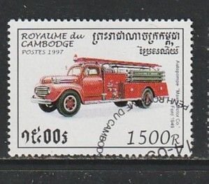 1997 Cambodia - Sc 1608 - used VF -  1 single - Fire Fighting Vehicles