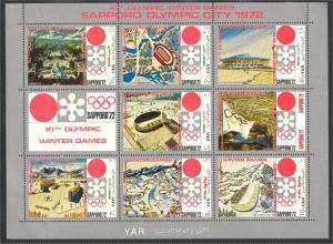 YEMEN, OLYMPIC GAMES SAPPORO 1972, MINISHEET, MNH 