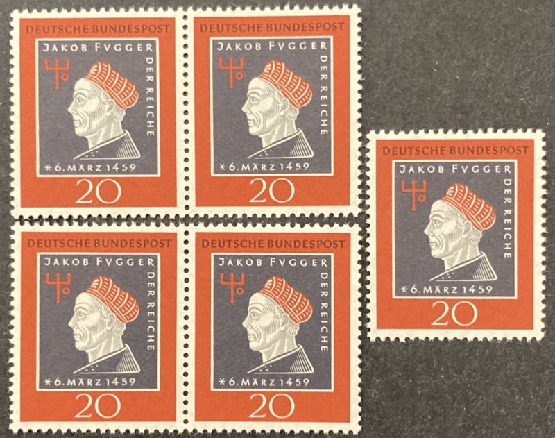 Germany 1959 #798, Jakob Fugger, Wholesale Lot of 5, MNH, CV $1.75