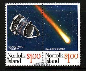 Norfolk Is.-Sc#381- id12-used set-Space-Halley's Comet-1986-