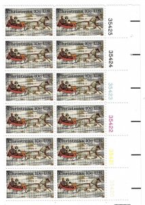 US 1551 - MNH Plate Block of 12.  Christmas - Currier and Ives.  FREE SHIPPING!!