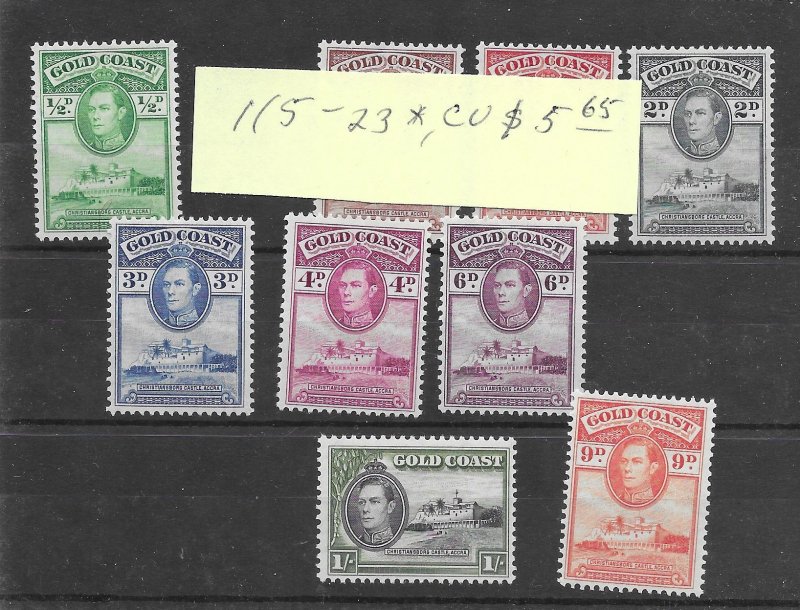 Gold Coast #115-123 MH - Sourvenir Sheet - CAT VALUE $5.65