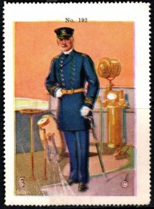 Vintage US Poster Stamp Military Uniform Naval Officer On Bridge No. 192