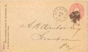 United States Pennsylvania Allentown c1870 maltese cross  3c Washington Secon...