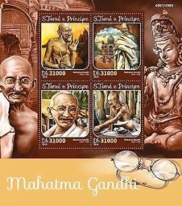 2016 S.Tome&Principe - Mahatma Gandhi. Michel: 6671-6674  |  Scott Code: 3079
