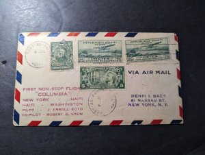 1933 Haiti Columbia First Flight Cover FFC Port Au Prince to New York NY USA