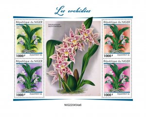 NIGER - 2022 - Orchids - Perf 4v Sheet #6 - Mint Never Hinged