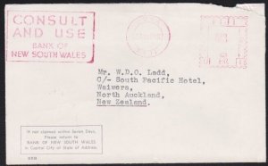 FIJI 1966 cover to NZ ex Suva - Universal meter 3d used by bank of NSW.....B3789