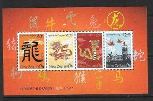 NEW ZEALAND SGMS3334 2012 7EAR OF THE DRAGON MNH