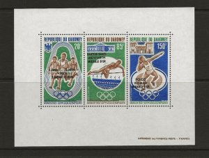 Thematic stamps space Dahomey 1972 Olympics miniature sheet sg.MS484  MNH