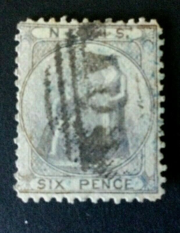 Nevis: 1862 6d grey, good used