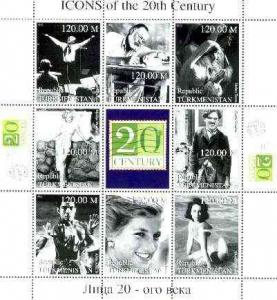 Turkmenistan 1999 Icons of the 20th Century #2 perf sheet...