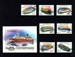 MALAGASY -1993- MODERN SHIPS - SET OF 7 + S/SHEET!