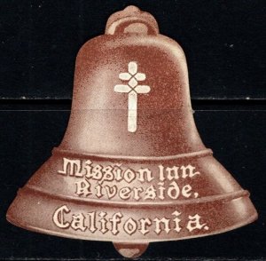 Vintage Die Cut Bell US Poster Stamp Mission Inn Riverside, California