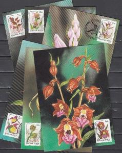 Hungary, Scott cat. 3087-3092. Orchids issue on 6 Maximum Cards. ^