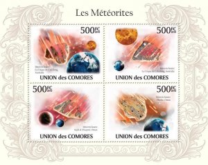 COMOROS - 2010 - Meteorites - Perf 4v Sheet - Mint Never Hinged