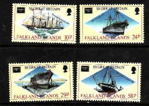 Falkland Is.-Sc#446-9- id9-unused NH set-Ships-1986-