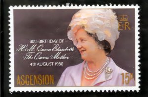 Ascension 1980 Sc#261 QUEEN MOTHER 80th.BIRTHDAY Single MNH