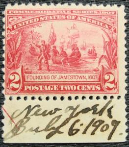 US #329 MNH Single, Founding of Jamestown  SCV $75.00 L14 