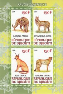 Djibouti 2011 Leopard Felis Cats Wild Animals Mammal Fauna Nature M/S Stamps MNH