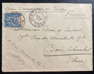 1900 Viettri Vietnam Indochina Cochina Cover To Bois Colombes France