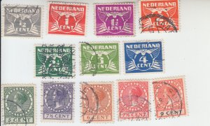 1926-37 Netherlands Gull Numerals& Queen (13) (Scott 164-76) Used