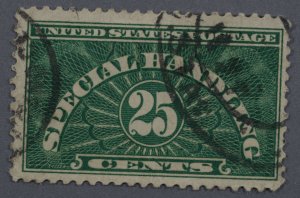 United States #QE4 Used Special Handling Fine Deep Green Paper Slightly Toned