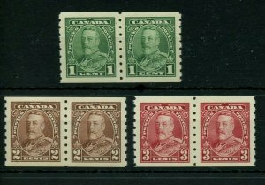#228 to #230 coil pairs 1935 issue SUPBERB  VF MNH Cat $255 Canada mint 