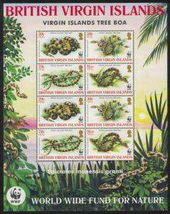 BVI WWF Virgin Islands Boa 4v Sheetlet SG#1178-1181 MI#1137-1140 SC#1051-1054