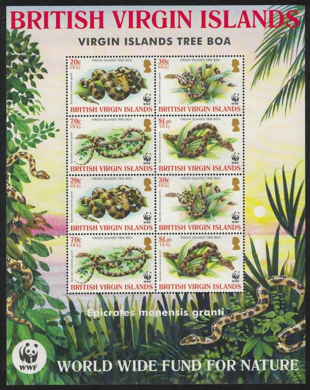 BVI WWF Virgin Islands Boa 4v Sheetlet SG#1178-1181 SC#1051-1054 MI#1137-1140