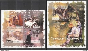 2013 Solomon Islands Art Impressionists Caillebotte #1736-40 1+1 ** Ls048